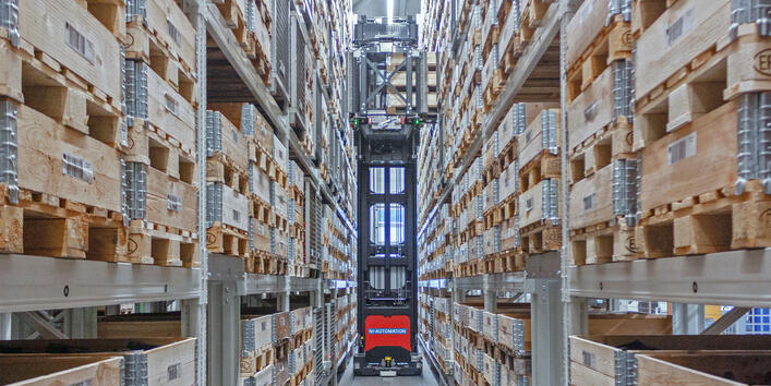 Automated narrow-aisle stacker