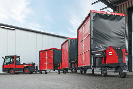 Sicherer und effizienter Materialfluss in und zwischen Produktionshallen mit dem Linde Factory Train.